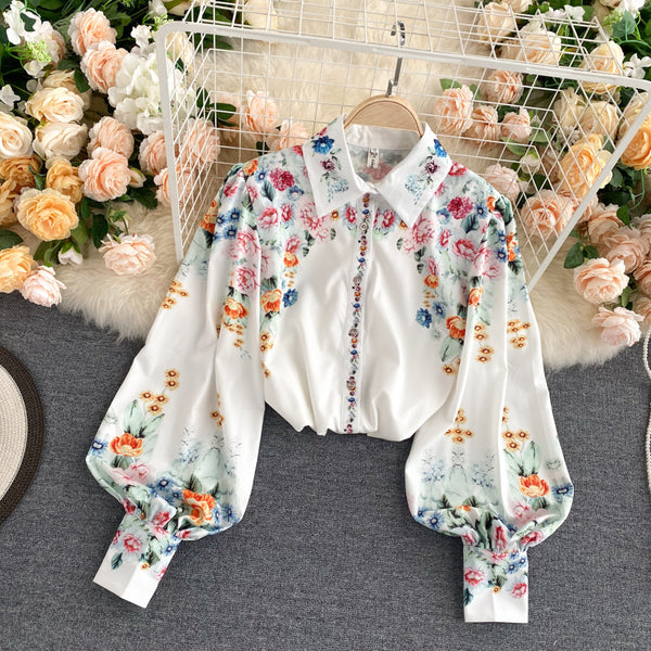 Blusa Suelta con Mangas Farol y Estampado Exclusivo - Elegancia Casual