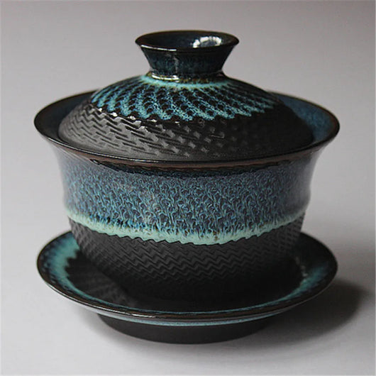 Gaiwan Tradicional Tianmu con Esmalte Cambiante - Cerámica Kung Fu Tea - Image 6