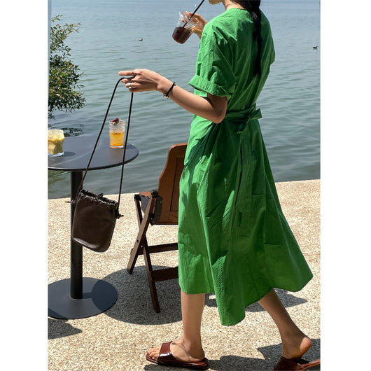 Vestido Camisero Mujer Cintura Alta con Cinturón - Elegancia Casual - Image 6
