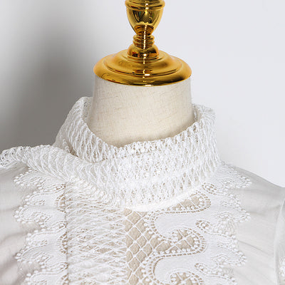 Camisa de Cuello Alto con Bordado Hueco - Estilo Profesional Reforzado - Image 11