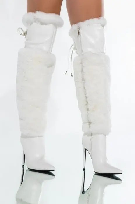 Botas Stiletto Hasta la Rodilla en Terciopelo - Colores Sólidos - Image 5
