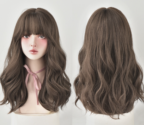 Peluca Larga Rizada con Flequillo Aireado - Cabello Voluminoso Natural