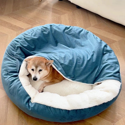 Cama Ortopédica para Perros y Gatos con Manta Térmica y Capucha