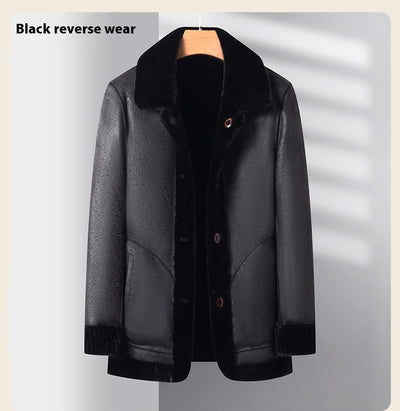 Abrigo de Invierno para Hombre con Cuello Solapa y Piel de Visón Dorado - Image 29