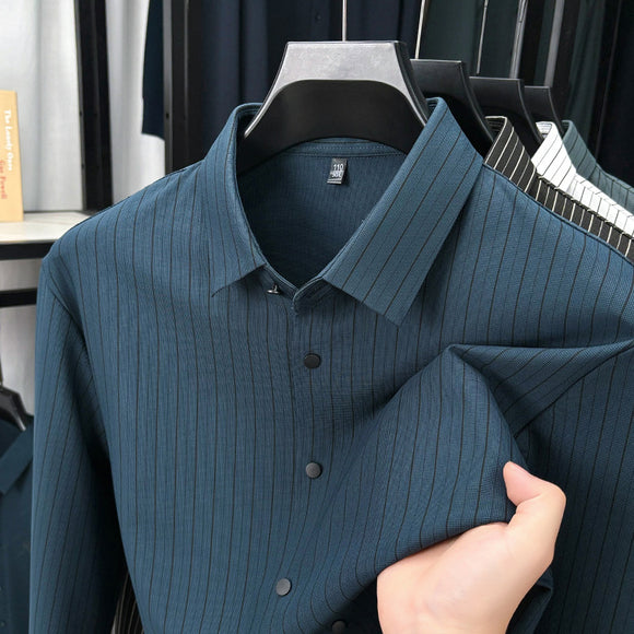 Camisa de Rayas Verticales para Hombre - Primavera y Otoño