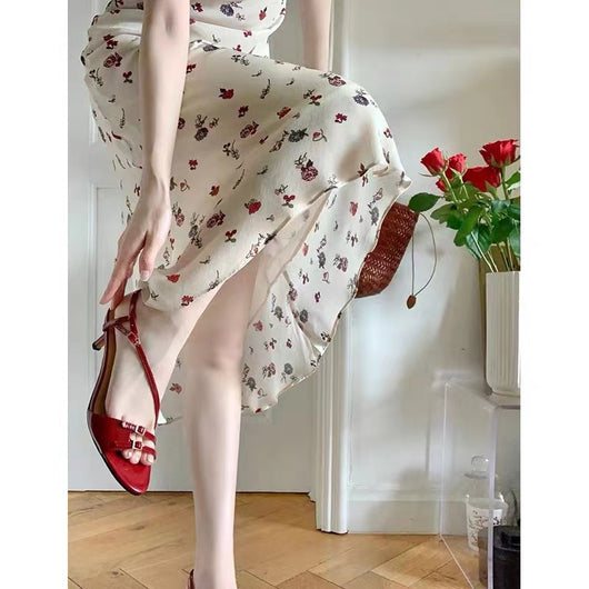 Vestido Floral Fruncido Estilo Xiangang - Diseño Puro y Elegante - Image 5