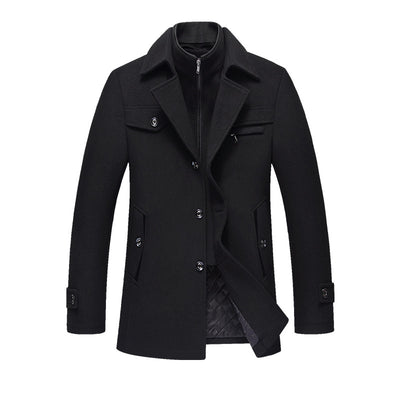 Abrigo de Lana para Hombre Invierno Slim Fit Cuello Desmontable - Image 8