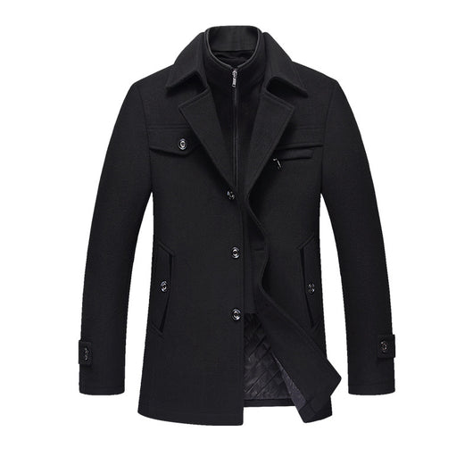 Abrigo de Lana para Hombre Invierno Slim Fit Cuello Desmontable - Image 8