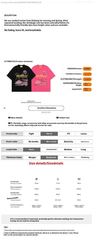 Camiseta Hombre Street Hip-hop Graffiti Manga Corta - Image 7