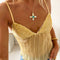Blusa Amarilla de Encaje con Pliegues