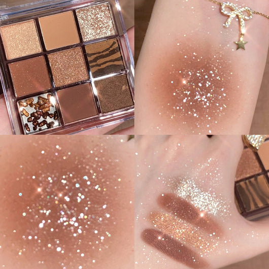 Paleta de Sombras Nueve Colores - Tonos Fríos y Cálidos con Acabado Shimmer y Matte - Image 12