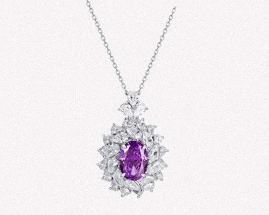 Collar de Plata S925 con Circonita Púrpura para Mujer