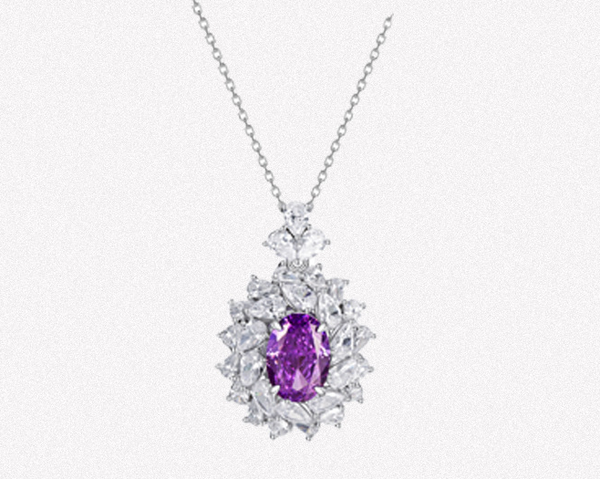 Collar de Plata S925 con Circonita Púrpura para Mujer