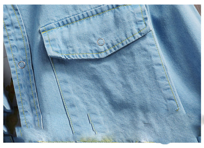 Camisa Denim Suelta de Manga Larga para Hombre - Image 8