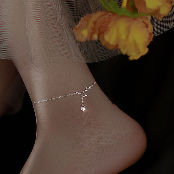 Pulsera de Tobillo Plata Esterlina Diseño Exclusivo Serie Mori - Constelación Gran Osa