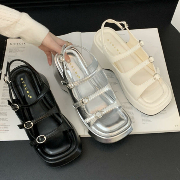 Sandalias Muffin para Mujer con Hebilla y Correa Ajustable