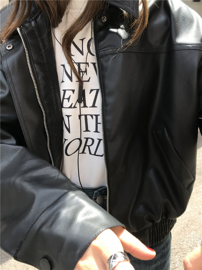 Chaqueta de Cuero Cropped Retro Americana para Mujer - Estilo Cool y Sofisticado - Image 39
