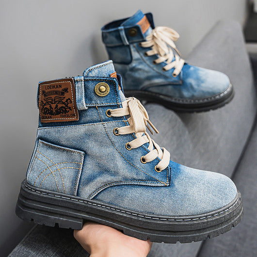 Botas Martin Denim Talla Grande para Hombre - Calzado de Trabajo Versátil - Image 3