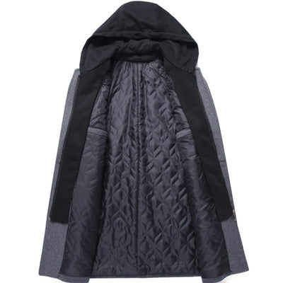 Abrigo de Lana Casual para Hombre con Gorro Desmontable - Image 7