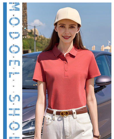 White short-sleeve polo shirt for men, made from a mercerized cotton blend with a three-button placket. - Image 14