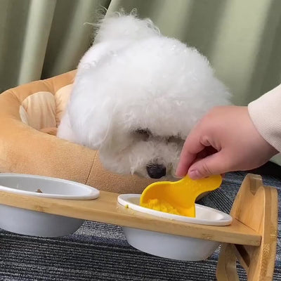 Comedero Doble de Cerámica con Soporte de Madera Ajustable para Perros y Gatos - Image 6