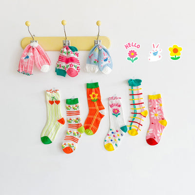 Calcetines Frescos de Algodón para Niña con Diseño Ilustrado