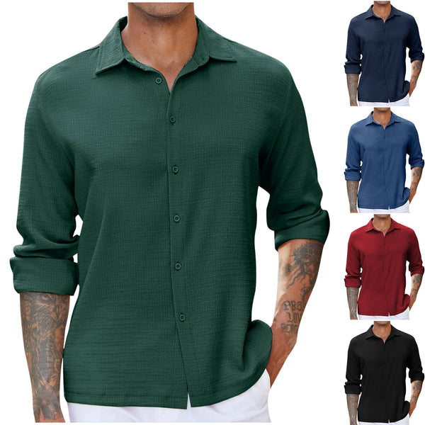 Camisa Casual para Hombre con Cuello Vuelto y Efecto Bubble