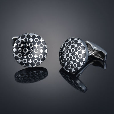 Gemelos de Camisa Francés Cuadriculado con Cristales de Diamante para Hombre - Image 9