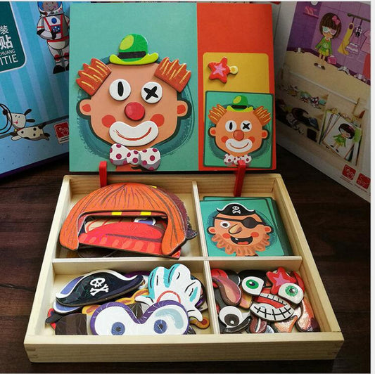 Juego Magnético Montessori con Caja Puzzle de Madera y Dibujos Educativos