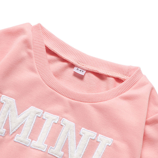 White long-sleeve adult sweater with "MAMA" text and matching child's sweater with "MINI" text. - Image 5