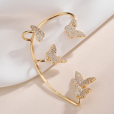 Aretes Mariposa Dorados sin Perforación con Circonitas Brillantes - Image 4