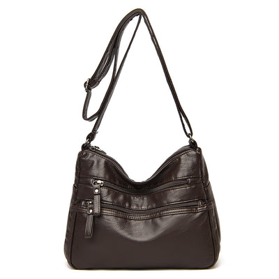 Bolso Bandolera de Cuero Genuino Lavado - Diseño Minimalista Versátil - Image 11