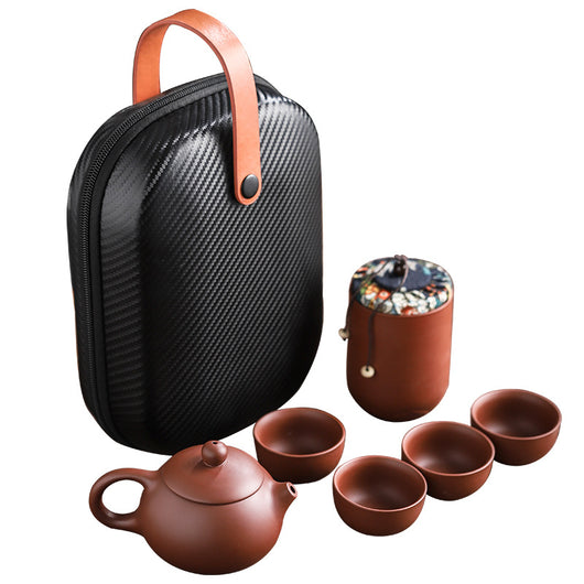 Juego de Té Portátil en Piedra Púrpura con 4 Tazas y Contenedores - Image 3