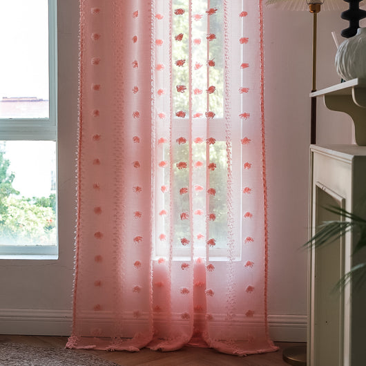 Cortinas Bohemias Texturizadas con Bordado Floral - Image 45