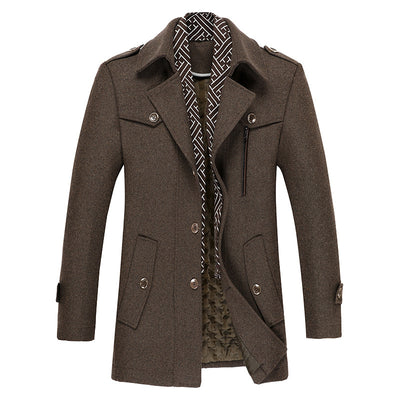Abrigo Elegante de Lana para Hombre con Cuello Bufanda - Image 15