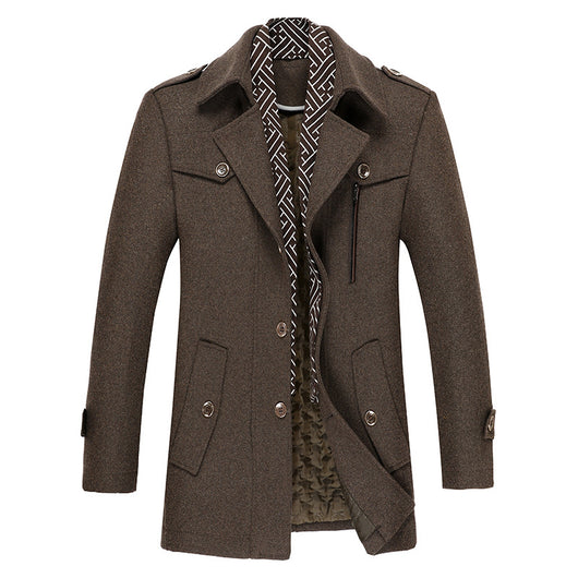 Abrigo Elegante de Lana para Hombre con Cuello Bufanda - Image 15