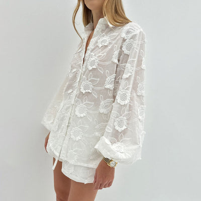 Conjunto Transparente con Bordados y Short de Talle Alto - Image 11
