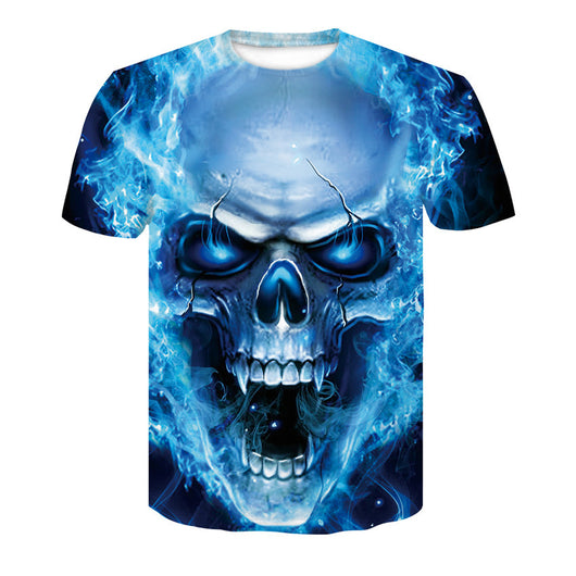 Playera Hombre Calavera Póker 3D - Cuello Redondo Manga Corta Verano Casual - Image 11