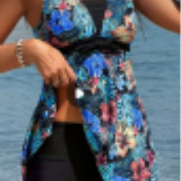 Bikini Halter Estampado con Cordones y Encaje para Playa y Termas