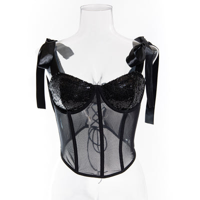 Corset Sensual con Tirantes Lentejuelas y Anillo de Acero - Image 15