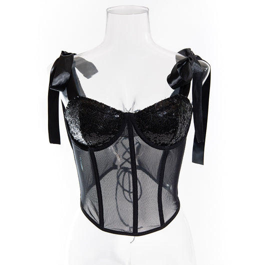Corset Sensual con Tirantes Lentejuelas y Anillo de Acero - Image 15