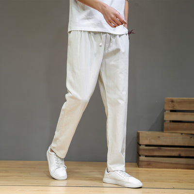 Pantalones de Lino Hombre Estilo Asiático - Cintura Elástica Cómoda y Transpirable - Image 15