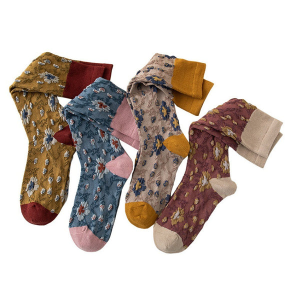 Calcetines de Algodón Puro para Mujer con Diseño Floral