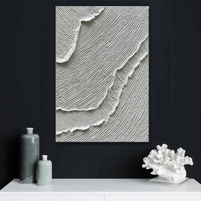 Cuadro Abstracto Olas Blancas con Textura 3D - Pintura al Óleo Hecha a Mano para Sala y Dormitorio - Image 5