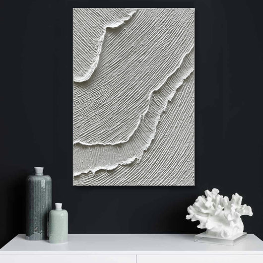 Cuadro Abstracto Olas Blancas con Textura 3D - Pintura al Óleo Hecha a Mano para Sala y Dormitorio - Image 5