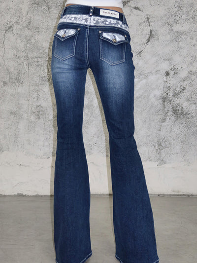 Jeans Acampanados Cintura Baja con Strass Efecto Oscuro - Image 10