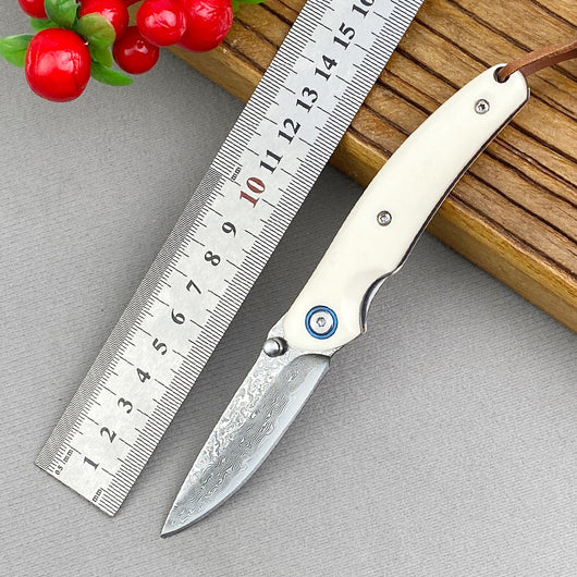 Cuchillo Plegable Portátil de Acero Damasco para Aventuras al Aire Libre - Image 13