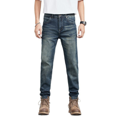 Pantalones Casuales Rectos Versátiles Amarillo Arcilla y Azul para Hombre - Image 5