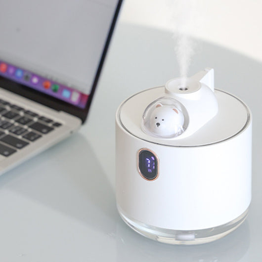 Pink wireless air humidifier with a cute white cat head design, digital display, and transparent water tank. - Image 8