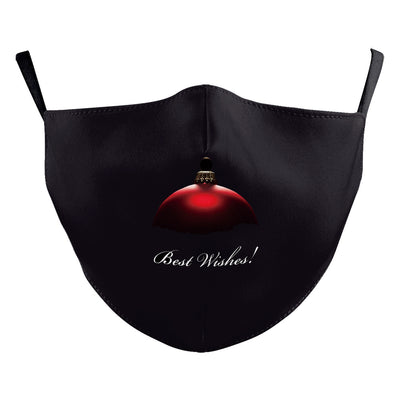 Black adult dust mask with a Christmas wreath design featuring Santa Claus in the center. - Image 9